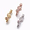 Brass Ice Pick Pinch Bails, with Cubic Zirconia, Butterfly, Clear, Mixed Color, 28.2x9.8x13.2mm, Hole: 5x3mm, Pin: 1.6mm