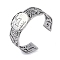 Constellation Alloy Open Cuff Bangles for Women Men, Antique Silver, Leo, Inner Diameter: 2-1/2 inch(6.2cm), 20~31mm