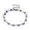 Enamel Heart with Evil Eye Link Chains Bracelet, 304 Stainless Steel Jewelry for Women, Stainless Steel Color, Blue, 6-7/8 inch(17.5cm)