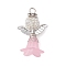 Alloy & Glass Seed Beads, with Transparent Frosted Acrylic Flower Pendants, Angle, Pink, 36x24x18mm, Hole: 4x3mm