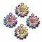 Rainbow Color Alloy Pendants, Cadmium Free & Lead Free, Flower, 21x19x2.5mm, Hole: 1.8mm