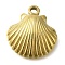 Ion Plating(IP) 304 Stainless Steel Pendants, Shell Shapes Charm, Real 18K Gold Plated, 21.5x20x5mm, Hole: 2mm