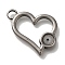 304 Stainless Steel Pendant Rhinestone Settings, Heart, Fit for 4mm Rhinestone, 18x19x1.8mm, Hole: 2mm