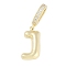 Brass Micro Pave Clear Cubic Zirconia Pendants, Long-Lasting Plated, letters, Letter J, 19x11x4.5mm, Hole: 8.5x5.5mm