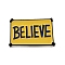 Word Believe Zinc Alloy Brooches, Enamel Pins, Black, Yellow, 18.5x30.5x1.5mm