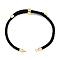 Adjustable Nylon Cotton Cord Making, with Rack Plating Brass Findings, Golden, Black, 4-3/4~8-7/8 inch(12~22.5cm), 3mm, Hole: 2mm