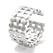 Non-Tarnish 304 Stainless Steel Net Open Cuff Rings, Wide Band Ring for Women, Stainless Steel Color, 11mm, Inner Diameter: adjustable