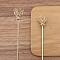 Flower Alloy Hair Stick Finding, Ancient Style Hanfu Accessories for Women, Light Gold, 120mm