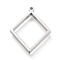 Non-Tarnish 304 Stainless Steel Open Back Bezel Pendants, Double Sided Polishing, For DIY UV Resin, Epoxy Resin, Pressed Flower Jewelry, Rhombus, Stainless Steel Color, 33x24.5x3mm, Hole: 2mm