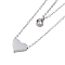 Ion Plating(IP) 304 Stainless Steel Cable Necklaces, Heart & Flat Round with Rhinestone Pendant Necklaces for Women, Stainless Steel Color, 15.94 inch(40.5cm)