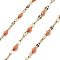 Ion Plating(IP) 304 Stainless Steel Dapped Chains, with Enamel, Soldered, with Spool, Orange, 11x2x2mm, about 32.81 Feet(10m)/Roll