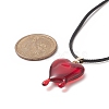 Resin Melting Heart Peandant Necklace with Waxed Cord for Women NJEW-TA00068-2