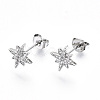 Brass Micro Pave Clear Cubic Zirconia Stud Earrings X-EJEW-T046-28P-NF-1