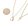 2Pcs 2 Style Brass Padlock & Key Pendant Necklace Set NJEW-JN04060-3