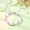 Woven Glass Flower Adjustable Braided Bead Bracelets for Women BJEW-MZ00100-4