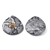 Natural Map Stone Pendant Rhinestone Settings G-N326-133-05-3