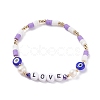 Love Word Acrylic & Heishi Polymer Clay Beaded Stretch Bracelet Sets BJEW-TA00069-5