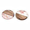 Transparent Resin & Walnut Wood Pendants X-RESI-T035-24-A01-3