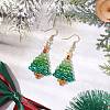 Glass Christmas Tree Dangle Earrings EJEW-JE06154-2