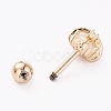 Brass Micro Pave Clear Cubic Zirconia Barbell Cartilage Earrings AJEW-P017-17G-2