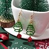 Aluminum Wire Wrapped Christmas Tree Dangle Earrings EJEW-JE05829-01-2