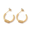 PVD Vacuum Plating 304 Stainless Steel Wire Wrapped Half Hoop Earrings for Women EJEW-P219-09G-1