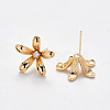 Brass Cubic Zirconia Stud Earring Findings KK-T049-03G-NF-2