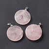 Natural Rose Quartz Pendants G-P491-05P-01-1