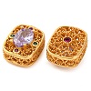 Brass Micro Pave Cubic Zirconia Beads KK-K378-38G-2