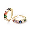 Colorful Cubic Zirconia Open Cuff Ring RJEW-I093-03LG-1