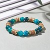 Natural Coconut & Stone Beaded Stretch Bracelet for Women BJEW-JB07546-3