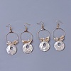 Pearl Chip Beads Dangle Earrings EJEW-L218-09B-1