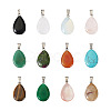 Fashewelry 24pcs 12 Styles Natural & Synthetic Gemstone Pendants G-FW0001-33-12