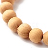 Natural Wood Mala Bead Bracelet for Men Women BJEW-JB06906-5