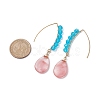 Glass & Synthetic Cherry Quartz Glass Teardrop Dangle Earrings EJEW-JE05728-3