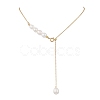 Adjustable Slider Natural Pearl Beaded Lariat Necklaces NJEW-TA00180-2