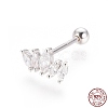 Anti-Tarnish Rhodium Plated 925 Sterling Silver Barbell Cartilage Earrings STER-I018-01P-1