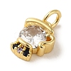 Brass Micro Pave Clear Cubic Zirconia Pendants KK-R162-021C-G-2