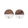 Opaque Resin & Walnut Wood Stud Earring Findings X-MAK-N032-008A-B06-4