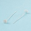 Brass Micro Pave Clear Cubic Zirconia Flower Head Pins KK-G413-02S-4