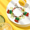 Glass & Resin & Acrylic Flower Charm Bracelet BJEW-JB09435-04-2