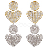 ANATTASOUL 2 Pairs 2 Colors Crystal Rhinestone Heart Dangle Stud Earrings with 925 Sterling Silver Pin EJEW-AN0001-25-1