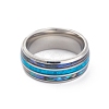 304 Stainless Steel Paua Shell Cuff Ring for Women RJEW-M014-01P-B-2