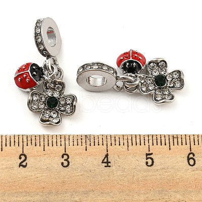 Rack Plating Alloy Enamel Ladybird European Dangle Charms FIND-B034-03P-01-1