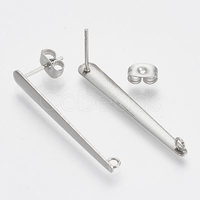 Non-Tarnish 201 Stainless Steel Stud Earring Findings STAS-S079-45B-1