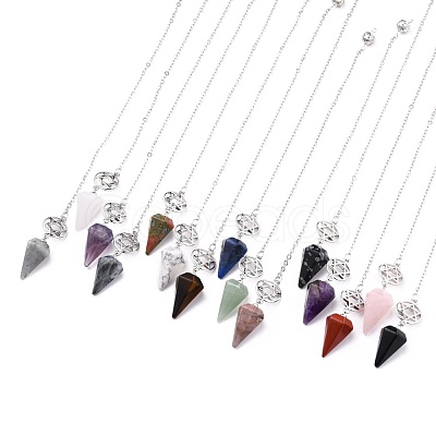 Natural & Synthetic Mixed Gemstone Hexagonal Pointed Dowsing Pendulums G-A024-C-1