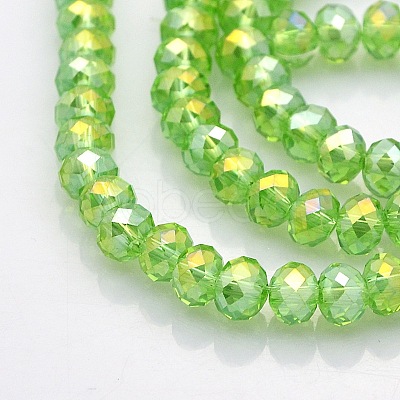 AB Color Plated Faceted Rondelle Electroplate Glass Beads Strands GLAA-A024D-AB06-1