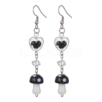 Natural Quartz Crystal Chips Dangle Earrings EJEW-JE05432-02-1