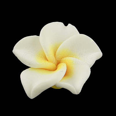 Handmade Polymer Clay 3D Flower Plumeria Beads X-CLAY-Q192-15mm-14-1