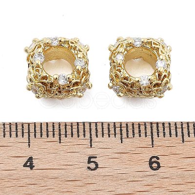 Brass Micro Pave Cubic Zirconia European Beads KK-Q006-40G-1